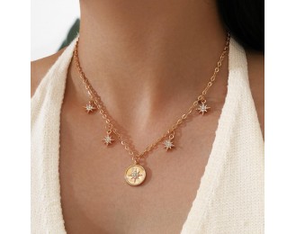 Eight pointed Star Pendant Tassel Necklace