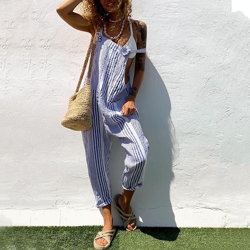 Casual   Comfortable Striped Jumpsuit